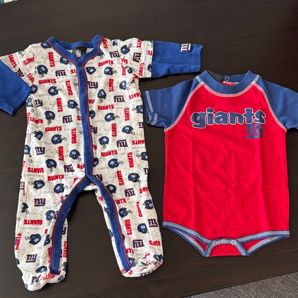 2 Team Apparel Giants Kids One Piece Sets - Red, Blue, and White
